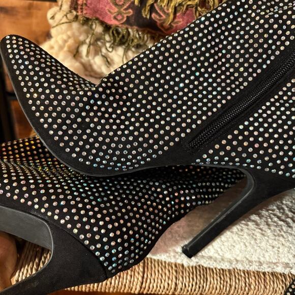 Anne Michelle Rhinestone Pointy Toe OTK Stiletto Heeled Boots Size 10 - Picture 7 of 8